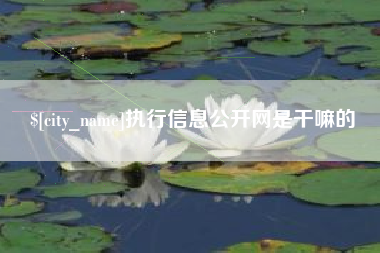 本溪执行信息公开网是干嘛的